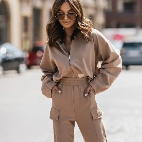 Beige loose jacket with zipper Cocomore