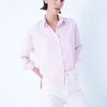 DEFACTO Oversize Wide Fit Striped Collar Beaded Oxford Long Sleeve Shirt