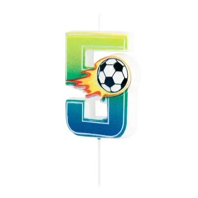 Svička dortová Fotbal "5" 6 cm