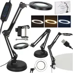 Stolová LED lampa s lupou 3× – nastaviteľné rameno, USB