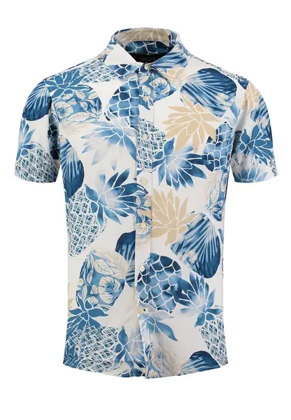 Key Largo Košeľa 'KLPineapple'  béžová / námornícka modrá