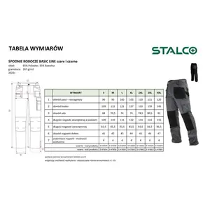 Kalhoty pracovní do pasu BASIC LINE, XL/56, STALCO