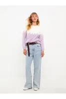 LC Waikiki Women's Crew Neck Color Block Knitwear Sweater