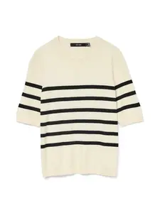 VERO MODA Sveter 'VMSABA'  béžová / čierna
