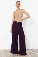 Trendyol Plum Palazzo/Extra široké plisované tkané kalhoty