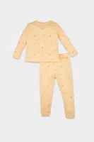 DEFACTO Baby Girl Pajama Set Food Printed Waffle Long Sleeve Top Long Bottom