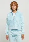 Dámský krátký oversized ručník na zip s kapucí balticblue