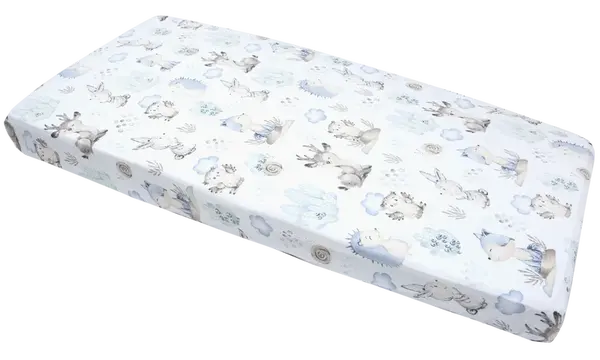 Medi Partners Fitted sheet for bed 120x60 – cotton – Deer and Hedgehog