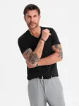 Ombre BASIC men's classic cotton T-shirt with a crew neckline - black