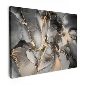 MuchoWow OBRAZ NA PLÁTNĚ Grey - Luxury - Gold - Marble 80x60 cm