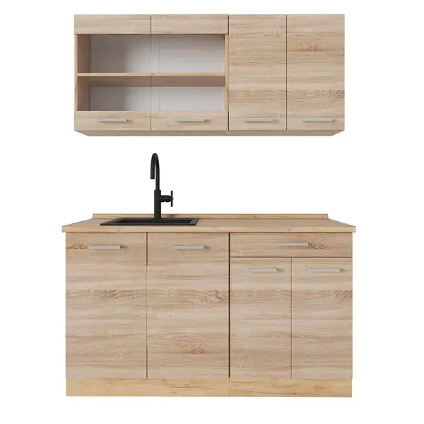 Vicco JEDNOTKOVÁ KUCHYNĚ R-Line Dub Sonoma/Goldkraft 140 cm , PD Dub