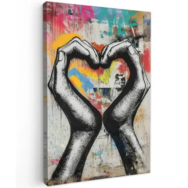 MuchoWow OBRAZ NA PLÁTNĚ Ruce - Srdce - Street art - Graffiti 20x30 cm