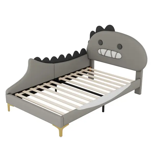 Urban Meuble DĚTSKÁ POSTEL PU design dinosaura 90x200 cm s lamelovým roštem