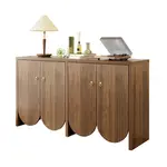 Modfu KOMODA z MDF 147x40x80 cm ořechová se 4 dvířky, nastavitelnými policemi a drážkovaným designem