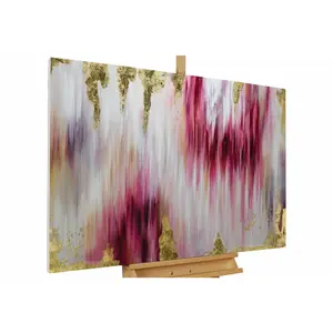 KUNSTLOFT RUČNĚ MALOVANÝ AKRYLOVÝ OBRAZ RŮŽOVÝ, 120/80 CM