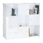 Relaxdays REGÁL bílý 9 přihrádek s dvířky 95,5 cm