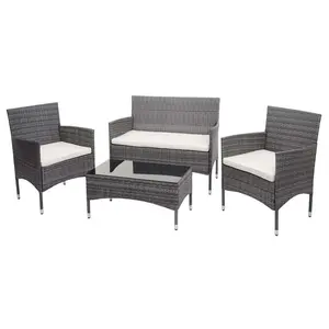 MCW POLY-RATTAN SADA Šedá, krémově bílá