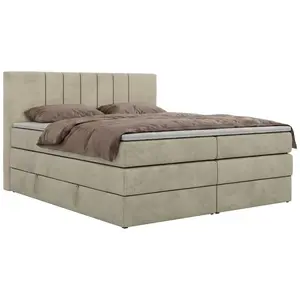 MKS POSTEL BOXSPRING INERO KING 200/200 - Béžová Samet - Topper T25 - H3