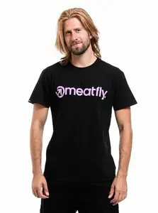 Meatfly pánské tričko MF Logo Lila / Black | Černá | Velikost XS | 100% bavlna