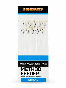 Mikbaits method feeder nadväzce s elastickým krúžkom 10 ks - veľkosť háčika 12