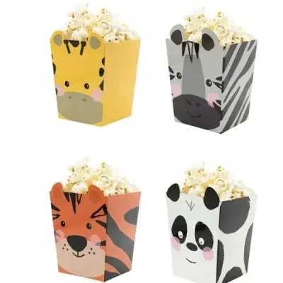 Krabičky na popcorn Zvířátka ze ZOO 4 ks