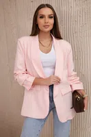 Elegantní bunda s klopami světle pudrově růžová
