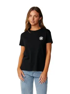 Rip curl dámské tričko Party Wave Ss Standard Black | Černá | Velikost XL | 100% bavlna