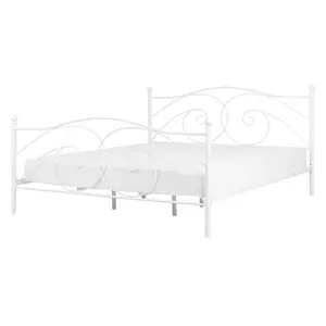 Beliani KOVOVÁ POSTEL 140/200 cm Bílá Dinard