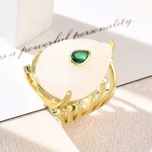 Natural Quartz Crystal Cuff Open Rings