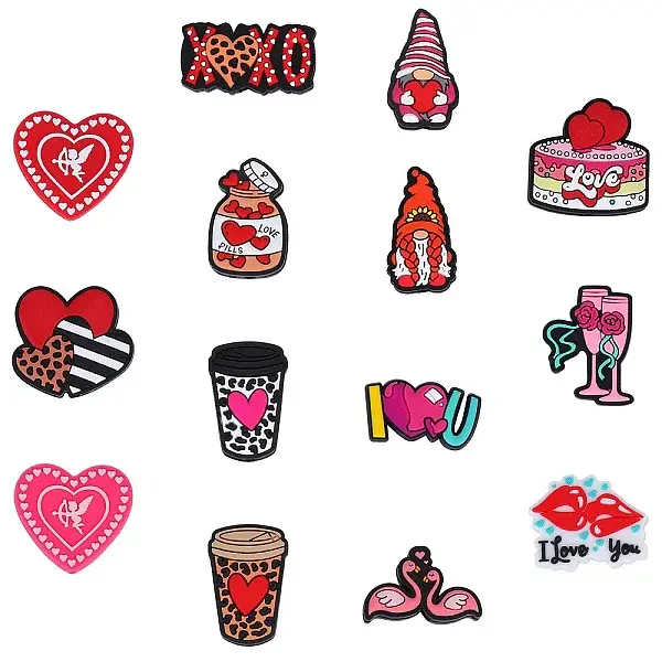 14Pcs 14 Styles Silicone Focal Beads