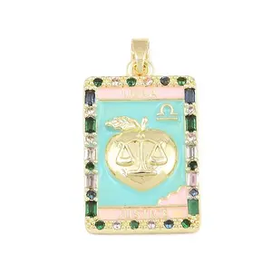 Tarot Card Brass Enamel Pendants