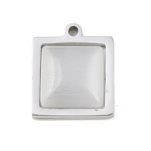 303 Stainless Steel Pave Cat Eye Pendants
