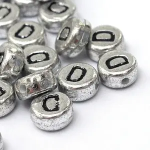 Plated Acrylic Horizontal Hole Letter Beads