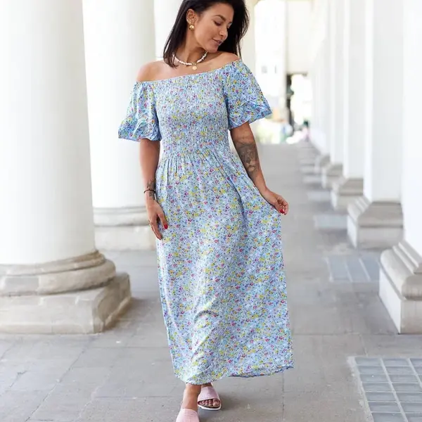 UR/CEO Blue floral maxi dress Calabrese