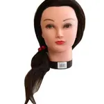 Cvičná hlava s přírodními vlasy Mila - hnědá, 40 cm (0068371) + dárek zdarma