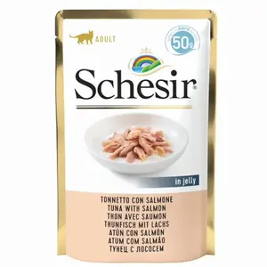 SCHESIR Kapsička pre mačky tuniak a losos 50 g