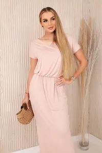Women's viscose dress with pockets - powder pink