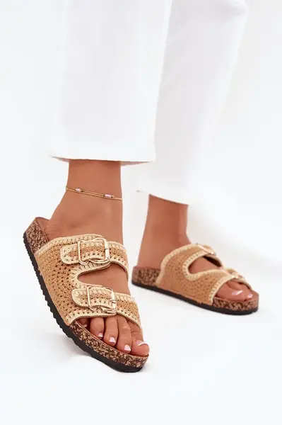 Boto Háčkované Dámske Papuče So Zlatými Sponami Camel Fenira