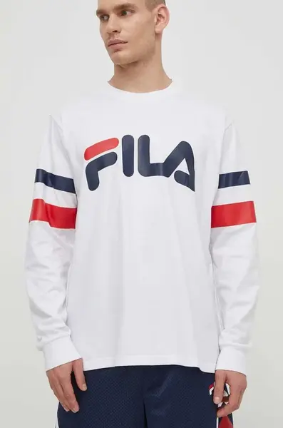 Bavlněné tričko s dlouhým rukávem Fila Luohe