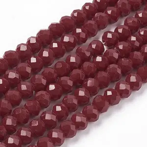 Faceted Solid Color Glass Rondelle Beads Strands