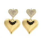 Rack Plating Heart Brass Micro Pave Clear Cubic Zirconia Stud Earrings