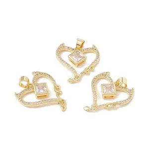 Brass Micro Pave Clear Cubic Zirconia Pendants
