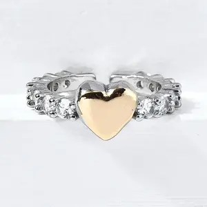 Brass Micro Pave Cubic Zirconia Cuff Rings