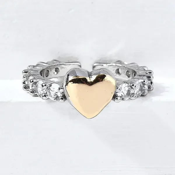 Brass Micro Pave Cubic Zirconia Cuff Rings