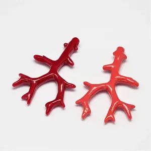 Branch Dyed Synthetical Coral Big Pendants