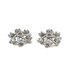 Brass Micro Pave Clear Cubic Zirconia Bead Caps