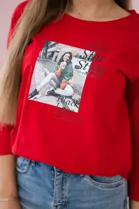 Halenka s potiskem Star Style červená