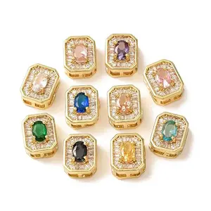Brass Micro Pave Cubic Zirconia Multi-Strand Links