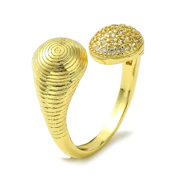 Brass Micro Pave Cubic Zirconia Open Cuff Rings