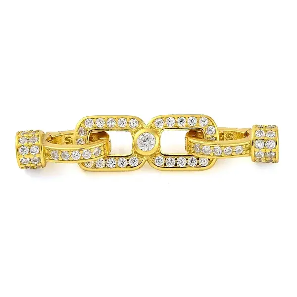 925 Sterling Silver Micro Pave Clear Cubic Zirconia Fold Over Clasps